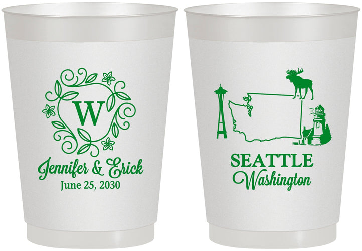 Personalized Wedding 10 oz Frosted Cups - Washington | 196