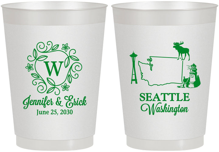 Personalized Wedding 10 oz Frosted Cups - Washington | 196