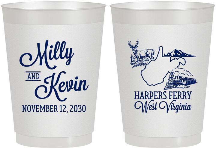 Personalized Wedding 10 oz Frosted Cups - West Virginia | 197