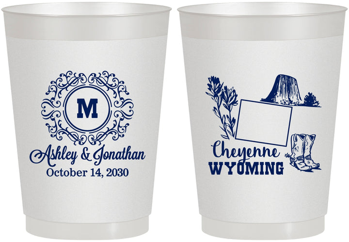 Personalized Wedding 10 oz Frosted Cups - Wyoming | 199