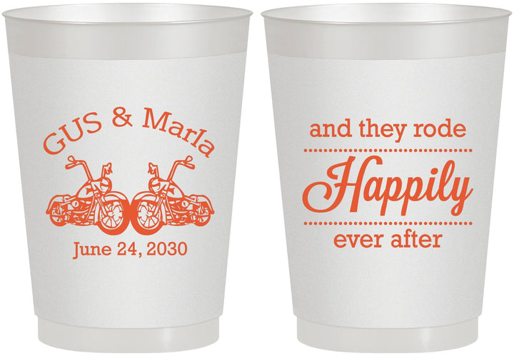 Personalized Wedding 10 oz Frosted Cups - Happily Ever After Motorcycle | 200