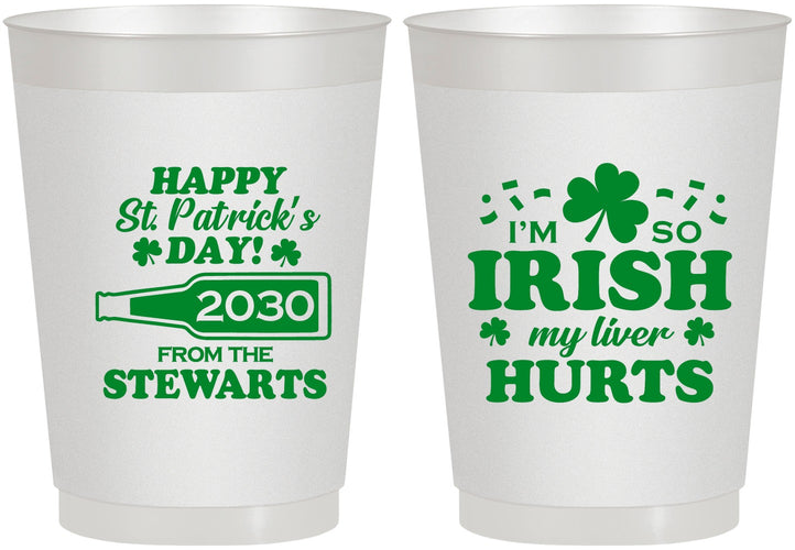 Personalized St Patricks Day 10 oz Frosted Cups - Irish My Liver Hurts | 200000