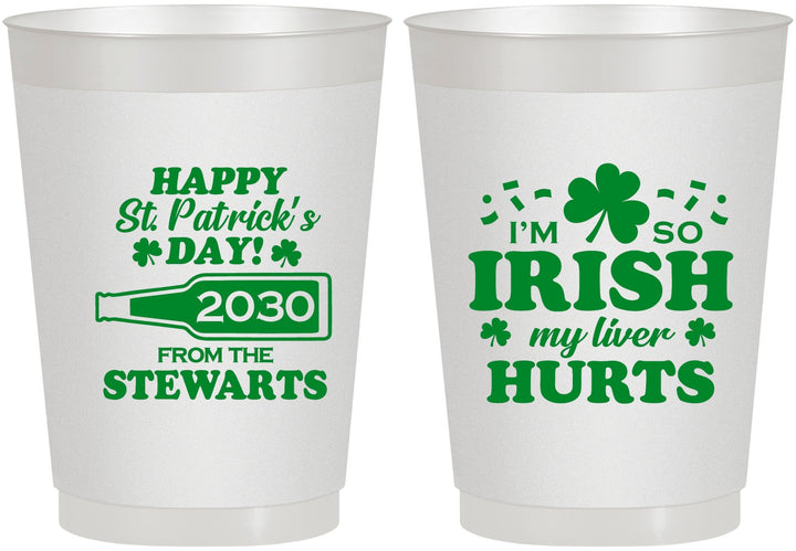 Personalized St Patricks Day 10 oz Frosted Cups - Irish My Liver Hurts | 200000