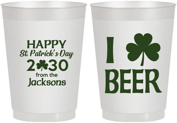 Personalized St Patricks Day 10 oz Frosted Cups - Clover Irish | 200003