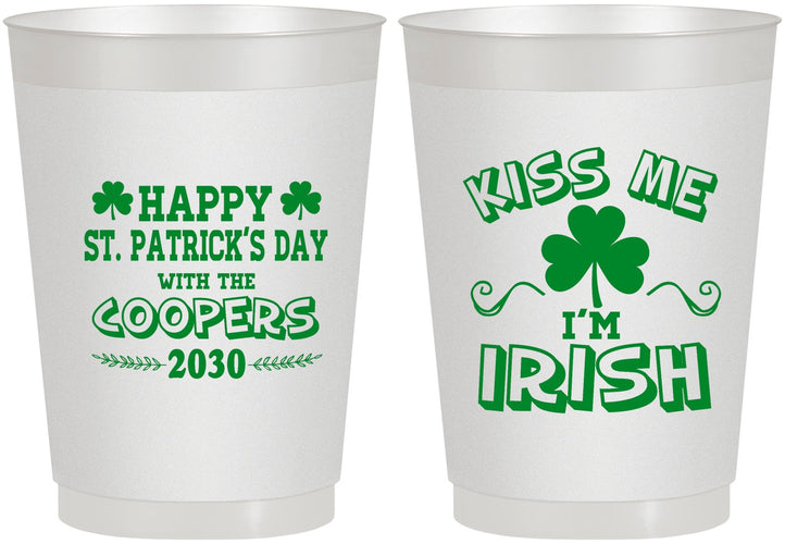 Personalized St Patricks Day 10 oz Frosted Cups - Kiss Me I Am Irish | 200004