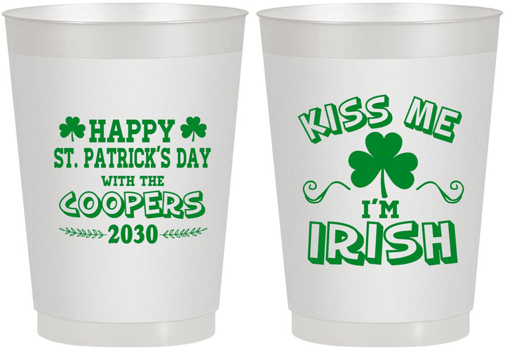 Personalized St Patricks Day 10 oz Frosted Cups - Kiss Me I Am Irish | 200004