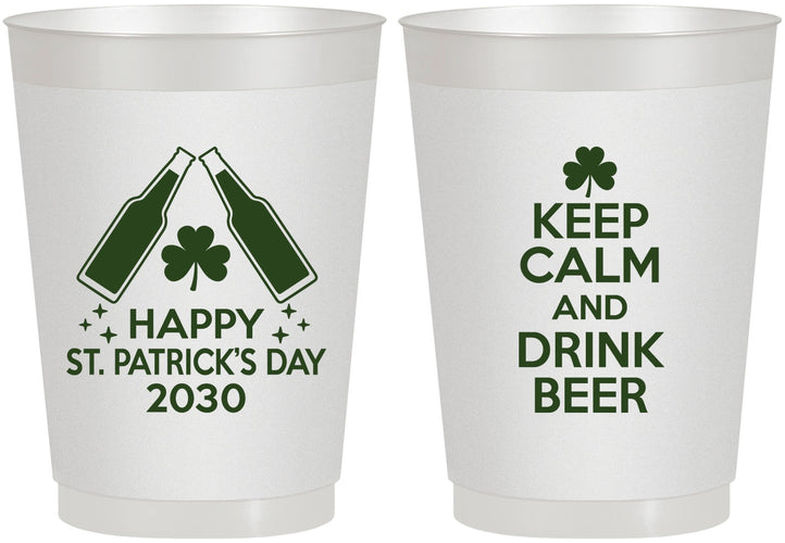 Personalized St Patricks Day 10 oz Frosted Cups - Clover Irish | 200005