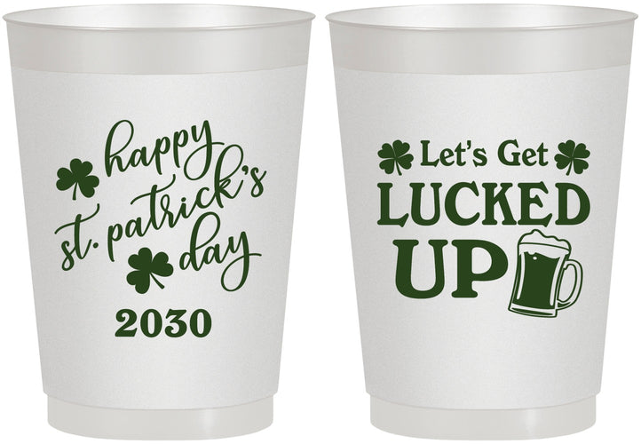 Personalized St Patricks Day 10 oz Frosted Cups - Lucked Up | 200007