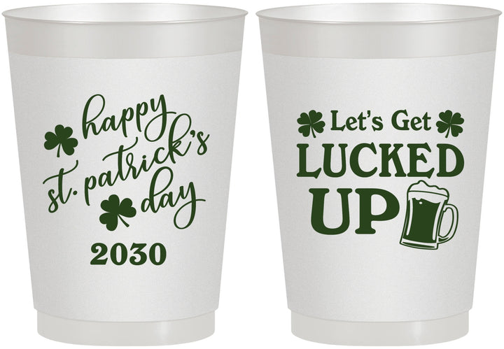 Personalized St Patricks Day 10 oz Frosted Cups - Lucked Up | 200007