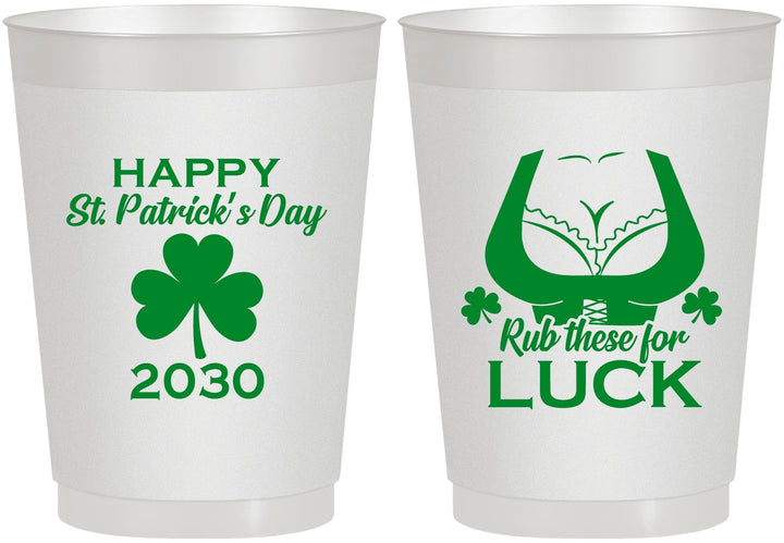 Personalized St Patricks Day 10 oz Frosted Cups - Clover Irish | 200008