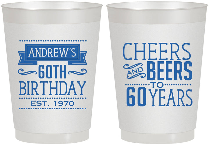 Personalized Birthday 10 oz Frosted Cups - Cheers Beers To 60 Years | 20001