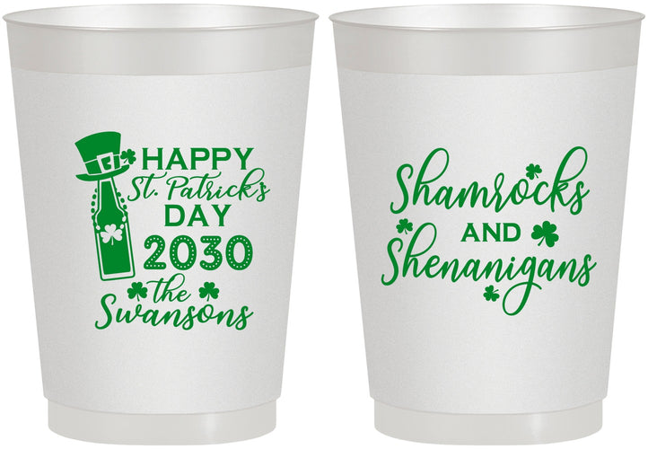 Personalized St Patricks Day 10 oz Frosted Cups - Shamrocks Shenanigans | 200010