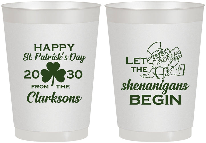 Personalized St Patricks Day 10 oz Frosted Cups - Shenanigans Leprechaun | 200011