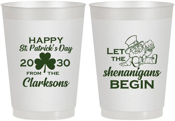 Personalized St Patricks Day 10 oz Frosted Cups - Shenanigans Leprechaun | 200011