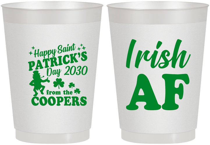 Personalized St Patricks Day 10 oz Frosted Cups - Irish Af Leprechaun | 200012