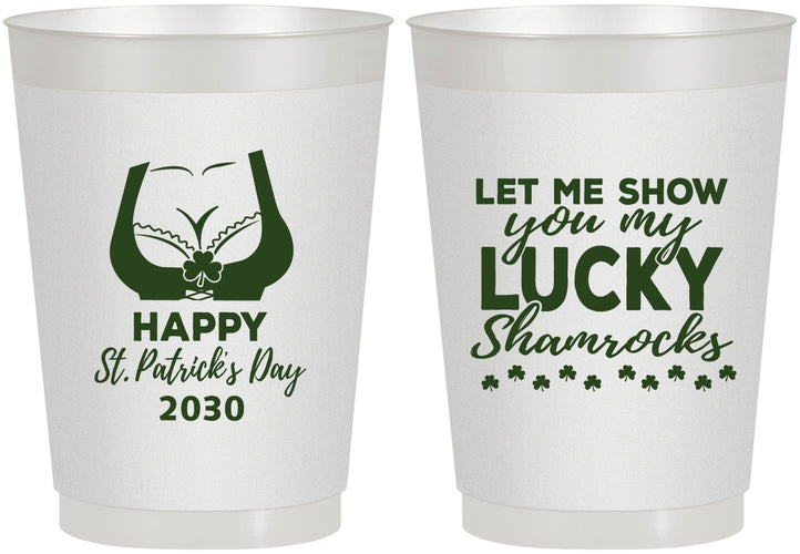Personalized St Patricks Day 10 oz Frosted Cups - Shamrocks | 200015