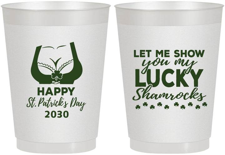 Personalized St Patricks Day 10 oz Frosted Cups - Shamrocks | 200015