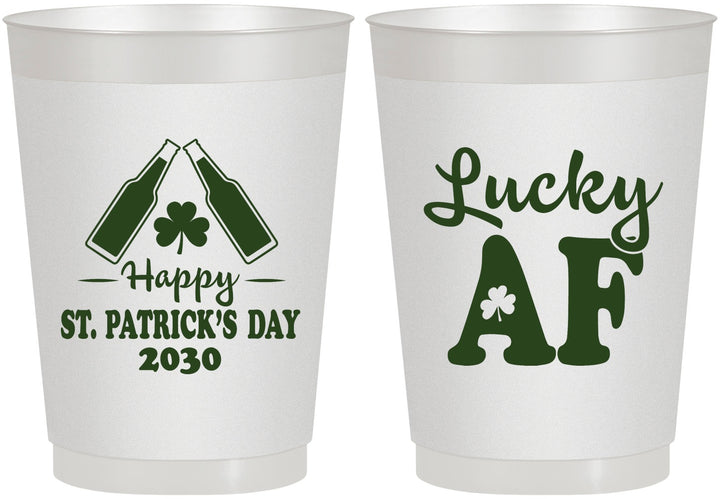 Personalized St Patricks Day 10 oz Frosted Cups - Lucky Af | 200017