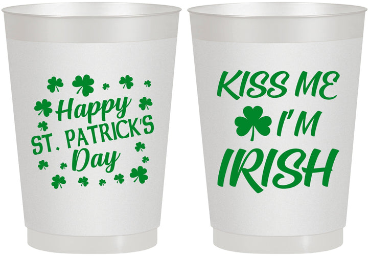 Personalized St Patricks Day 10 oz Frosted Cups - Kiss Me I Am Irish | 200018