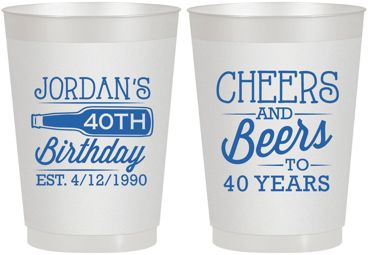 Personalized Birthday 10 oz Frosted Cups - Cheers Beers To 40 Years | 20002