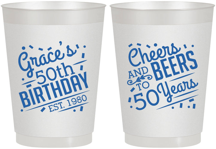Personalized Birthday 10 oz Frosted Cups - Cheers Beers To 50 Years | 20003