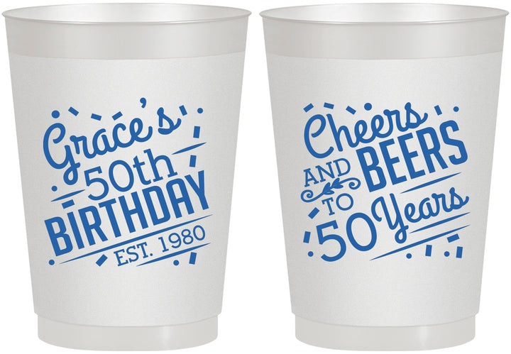 Personalized Birthday 10 oz Frosted Cups - Cheers Beers To 50 Years | 20003