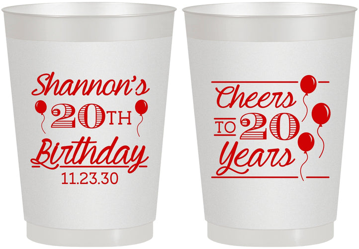 Personalized Birthday 10 oz Frosted Cups - Cheers To 20 Years | 20004