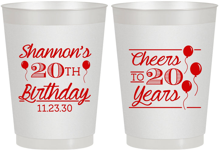 Personalized Birthday 10 oz Frosted Cups - Cheers To 20 Years | 20004