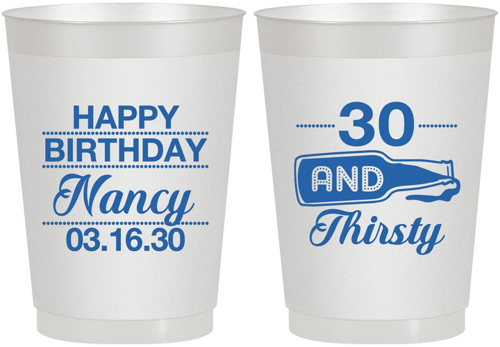 Personalized Birthday 10 oz Frosted Cups - 30 And Thirsty | 20014