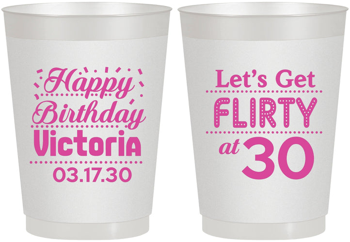 Personalized Birthday 10 oz Frosted Cups - Flirty At 30 | 20015
