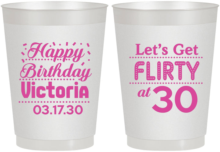 Personalized Birthday 10 oz Frosted Cups - Flirty At 30 | 20015