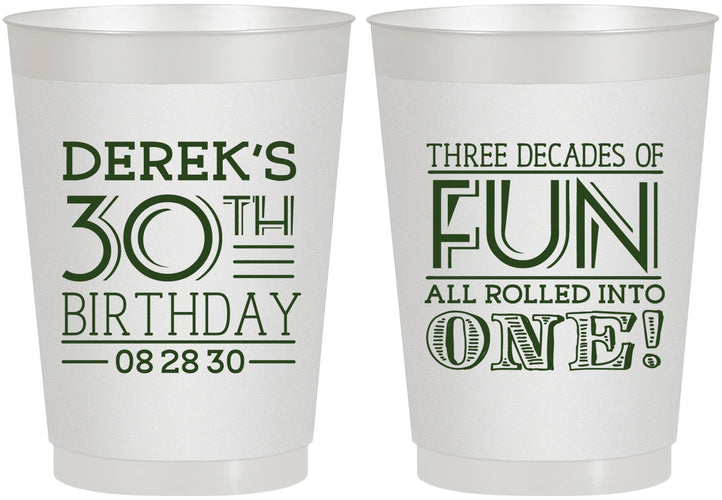 Personalized Birthday 10 oz Frosted Cups - 30th Three Decades Of Fun | 20020