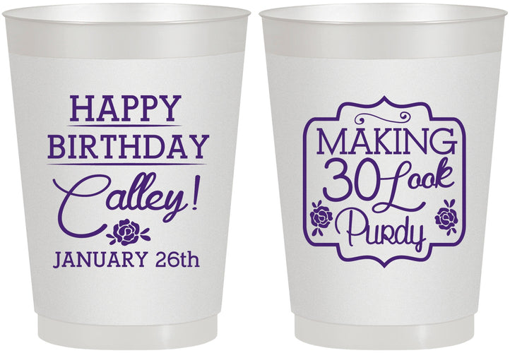 Personalized Birthday 10 oz Frosted Cups - 30 Look Purdy | 20022