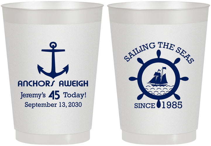 Personalized Birthday 10 oz Frosted Cups - 45th Nautical | 20023