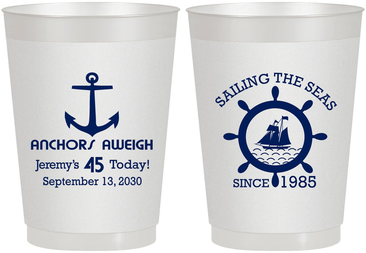 Personalized Birthday 10 oz Frosted Cups - 45th Nautical | 20023