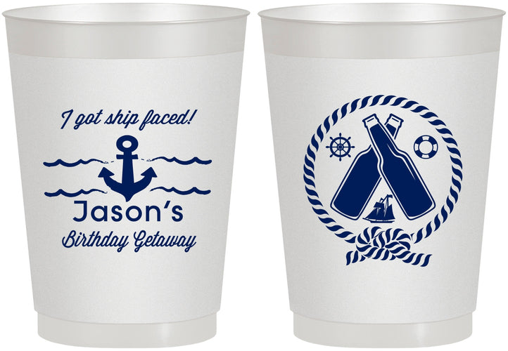 Personalized Birthday 10 oz Frosted Cups - Ship Faced Nautical | 20024