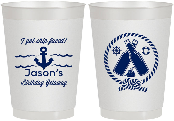 Personalized Birthday 10 oz Frosted Cups - Ship Faced Nautical | 20024