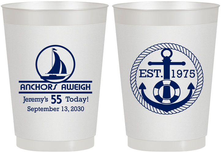 Personalized Birthday 10 oz Frosted Cups - 55th Nautical | 20025