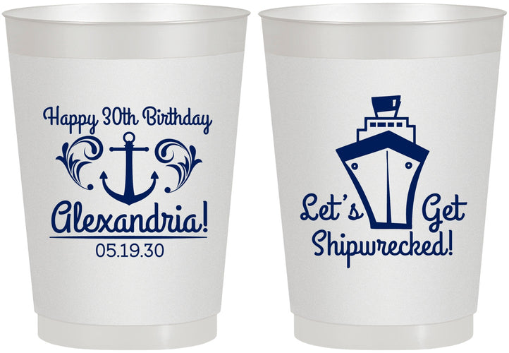 Personalized Birthday 10 oz Frosted Cups - 30th Shipwrecked | 20026