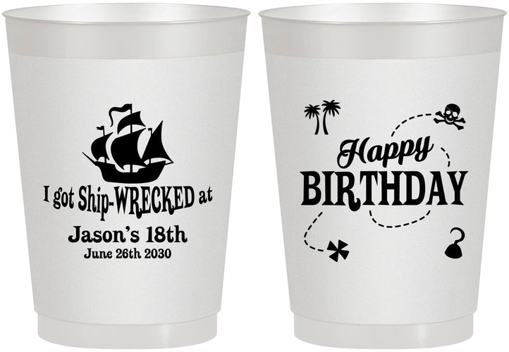 Personalized Birthday 10 oz Frosted Cups - 18th Shipwrecked | 20028