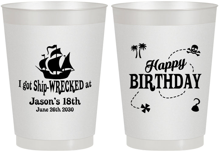 Personalized Birthday 10 oz Frosted Cups - 18th Shipwrecked | 20028