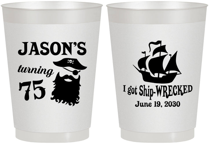 Personalized Birthday 10 oz Frosted Cups - 75th Shipwrecked | 20029