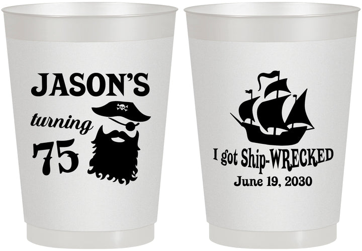 Personalized Birthday 10 oz Frosted Cups - 75th Shipwrecked | 20029