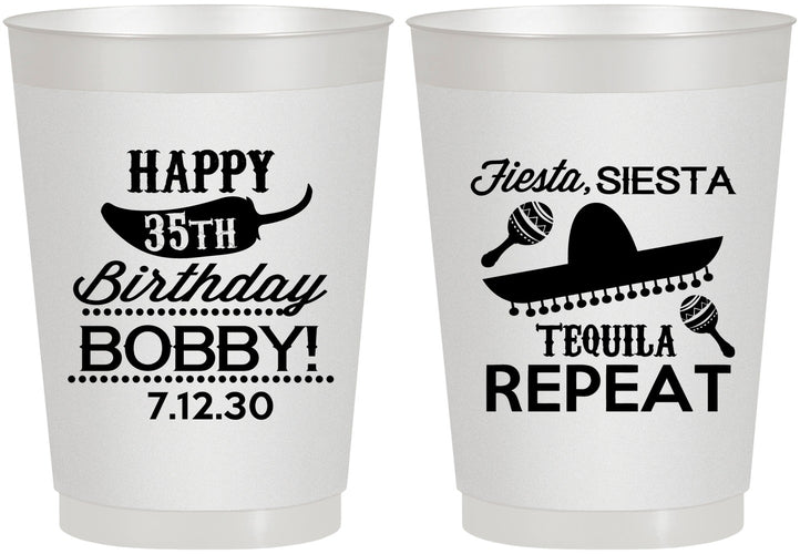 Personalized Birthday 10 oz Frosted Cups - 35th Fiesta Siesta Tequila | 20031