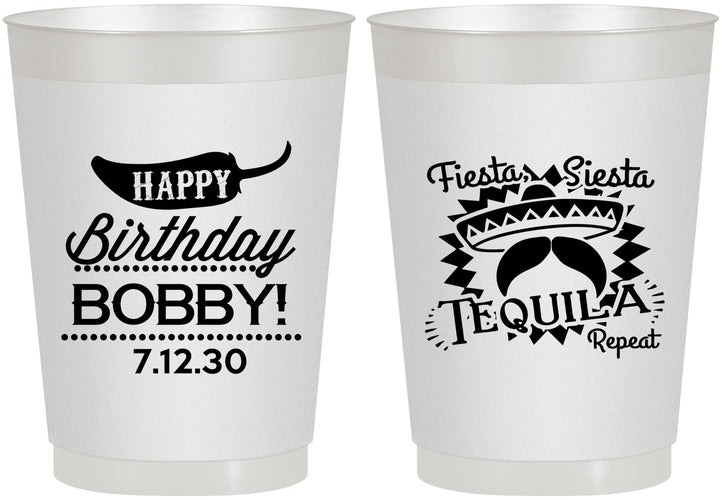 Personalized Birthday 10 oz Frosted Cups - Fiesta Siesta Tequila | 20032