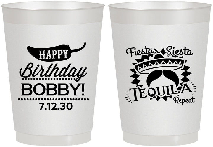 Personalized Birthday 10 oz Frosted Cups - Fiesta Siesta Tequila | 20032
