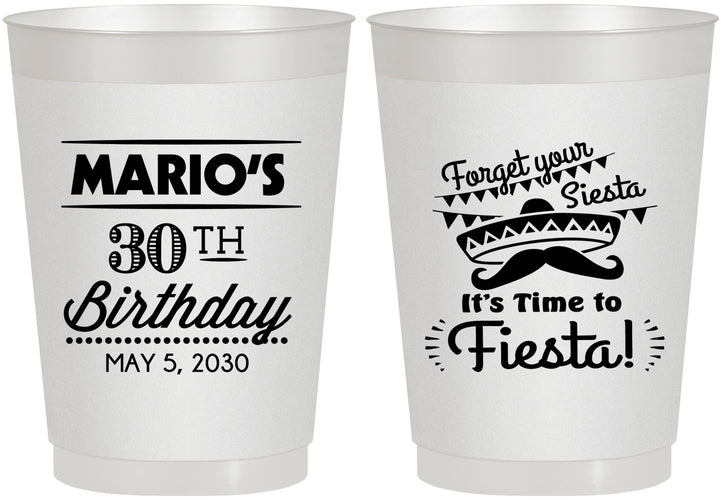 Personalized Birthday 10 oz Frosted Cups - 30th Fiesta | 20034