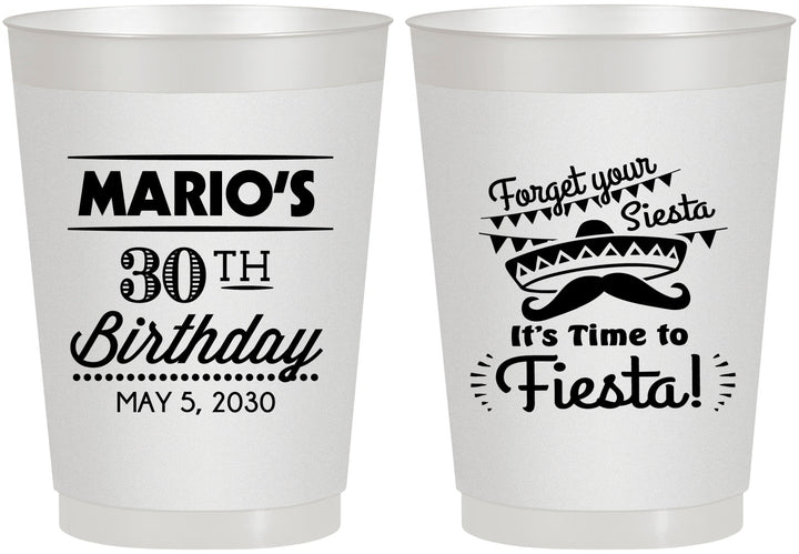 Personalized Birthday 10 oz Frosted Cups - 30th Fiesta | 20034