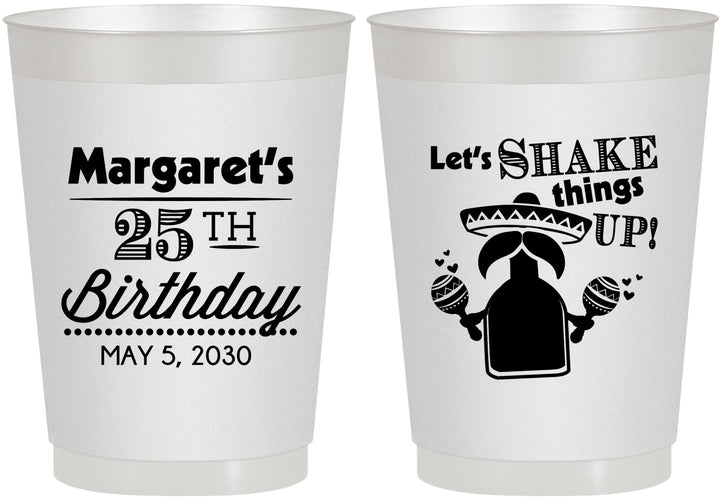 Personalized Birthday 10 oz Frosted Cups - 25th Fiesta | 20035