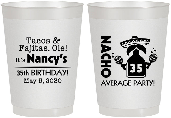 Personalized Birthday 10 oz Frosted Cups - 35th Nacho Average Party | 20036